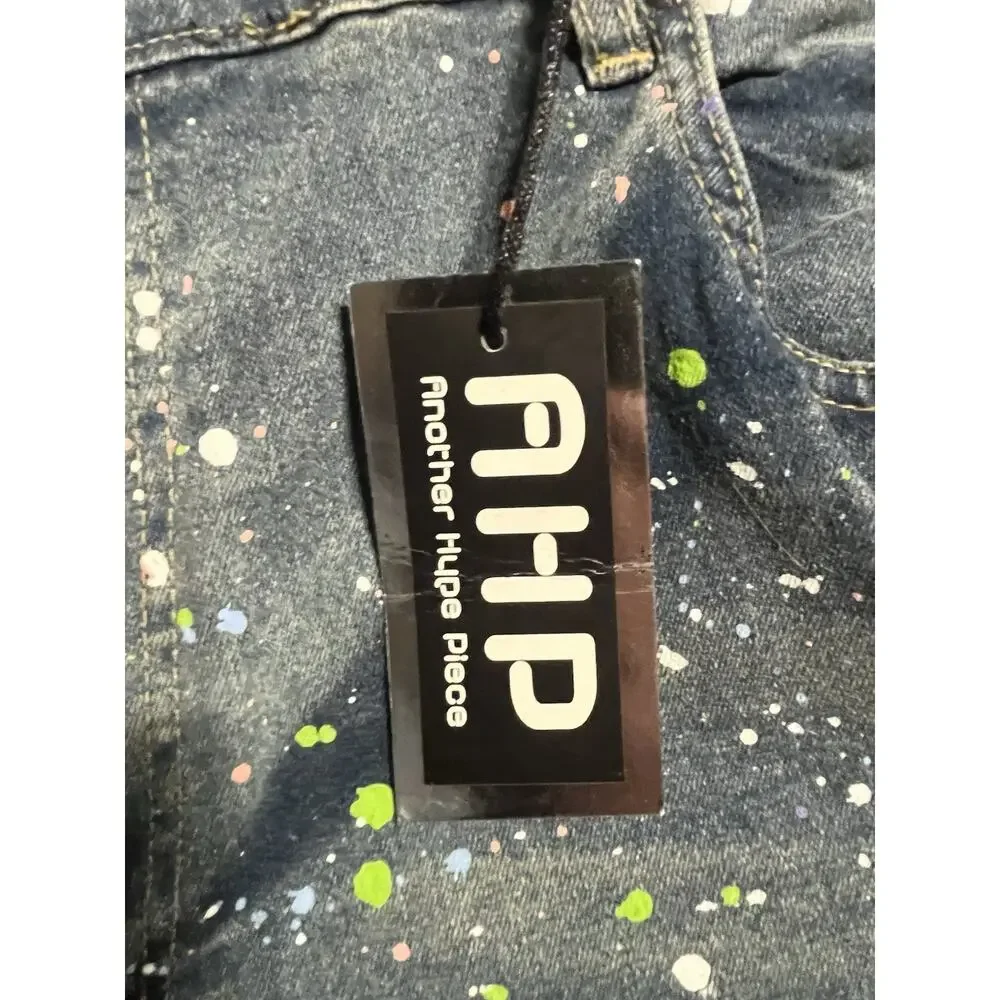 AHP Another Hype Piece Jeans Mens 44x33 Slim Distressed Paint Splatter Patchwork